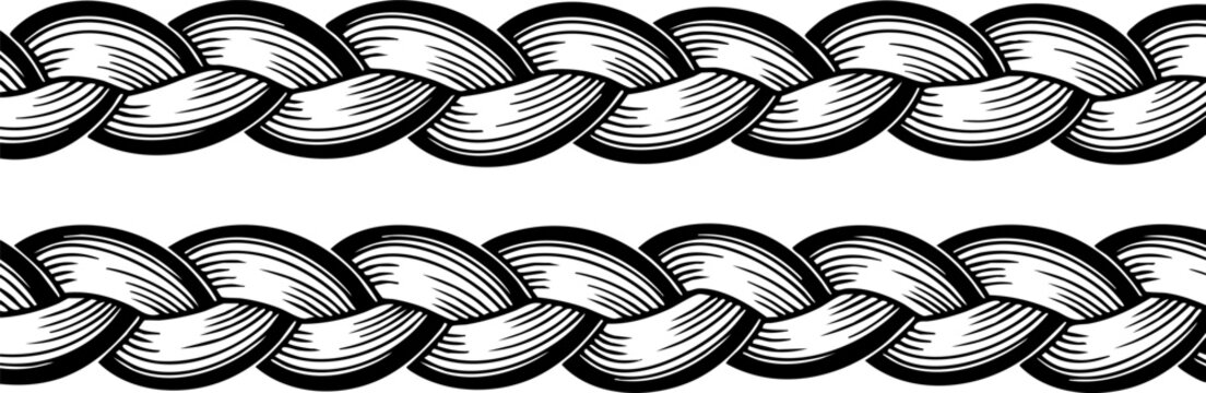 an intricate ornamental pattern featuring a twisted and braided rope border detailed in grayscale presented on transparent background high quality professional