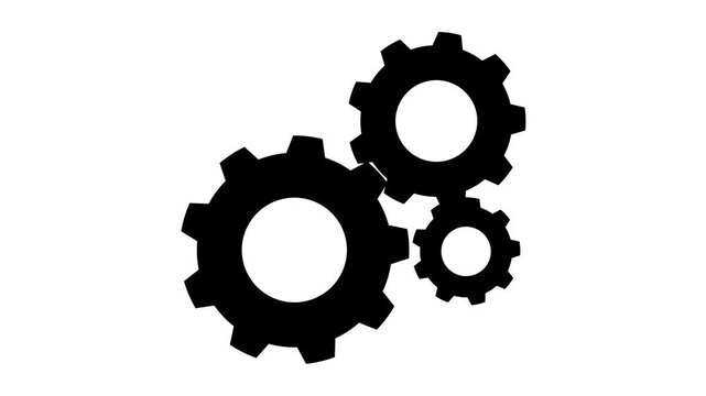 Teamwork business cartoons icon showing three connected gears working together, symbolizing collaboration, coordination, and shared effort in a clean corporate workflow, smooth motion in 4K