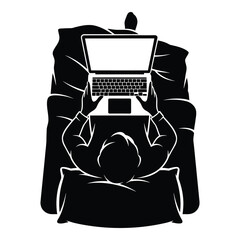 Relaxed man enjoying laptop in comfortable couch at home