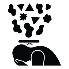 Person meditating with creative thoughts and shapes