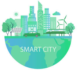 Naklejka premium Smart city concept, eco city, green and clean ecology environmental friendly