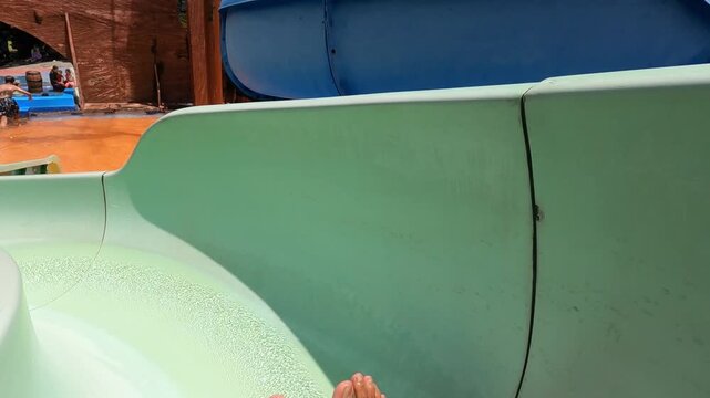 POV Slide on waterpark, Java, Indonesia, South East Asia