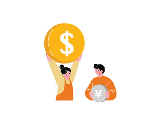 円安ドル高のイラスト素材