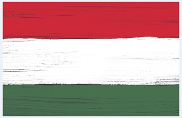 flag of hungary with paint stroke