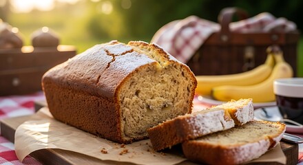 Freshly baked banana bread