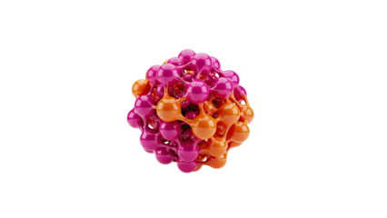 Abstract Molecular Structure: Pink and Orange Spheres Connected