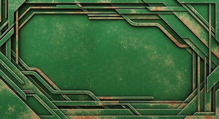 Verdant abstract frame with geometric shapes creates a textural background