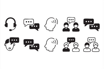 Communication and Support Icons Set for SaaS Platforms and UX Design
