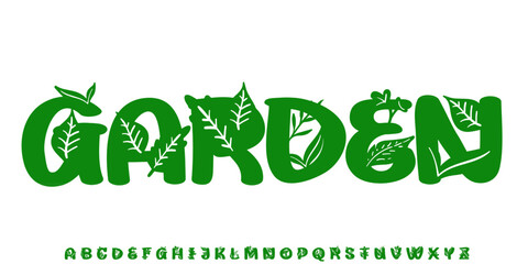 simple bold green leaves textured natural font realistic garden letters set business logo design template bundle plant tree summer nature grass real farm vine isolated spring abstract foliage natural © krincing 