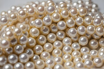 Beautiful shiny white pearls abstract background 