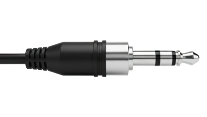 Close-up of a 3.5mm Audio Jack Plug with Black and Silver Finish