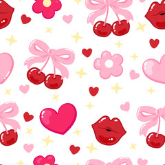 Cute coquette valentine seamless pattern