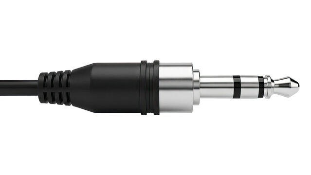 Close-up of a 3.5mm Audio Jack Plug with Black and Silver Finish