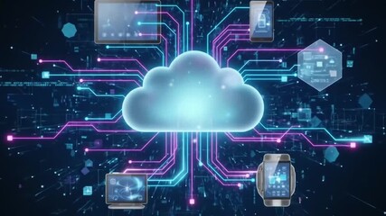 Cloud Computing and Connected Devices Data Transfer. - Powered by Adobe