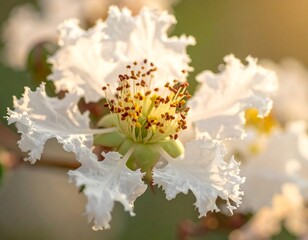 Close-up of a delicate white flower with ruffled edges