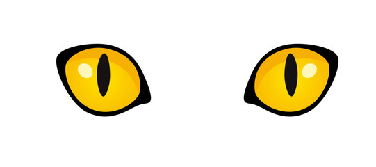 Fototapeta premium A pair of yellow eyes with black outline staring directly