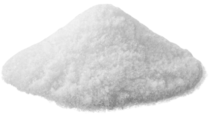 Small heap of white crystalline powder on a gray background