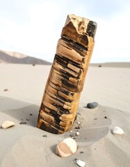 Wooden post in sandy desert