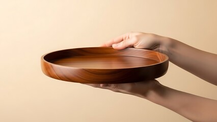 hands holding a decorative tray