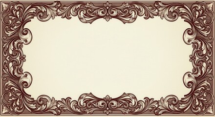 This image features an ornate decorative border with a detailed design, framed with scrolling leaves and flourishes in a vintage, engraving style.