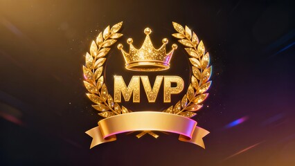 A MVP logo, a symbol of ultimate achievement in the game, with space to include information about the most valuable player. Gold color scheme.