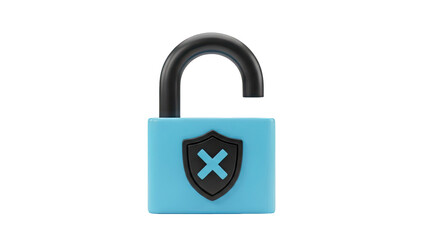 Unlocked Blue Padlock with Security Shield Icon