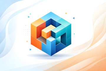Abstract business icon with cube illusion professional vector 