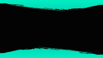 Vibrant turquoise and black abstract background with dynamic brush strokes