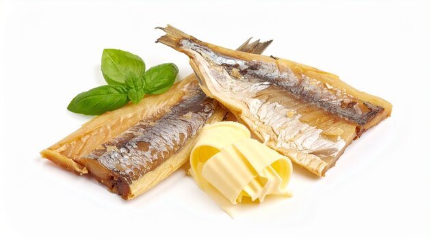 Traditional icelandic dried fish hardfiskur with butter portion