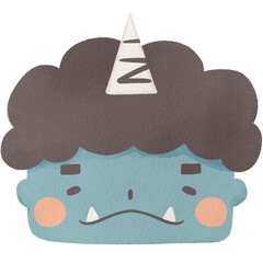 水彩風の青鬼イラスト（節分）