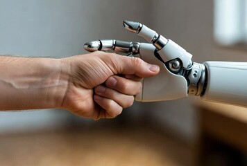 Human and Robot Hand Interaction, the bond between man and machine, a vision of the future and - Powered by Adobe