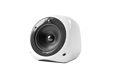 Modern white speaker design home studio product photography minimalist setting close-up view acoustic concept