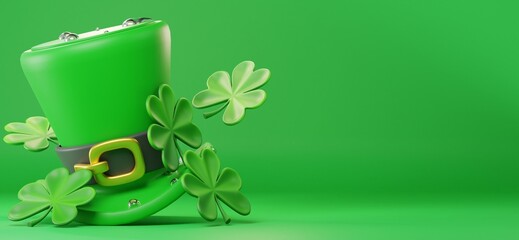 St patrick s day green top hat with shamrocks