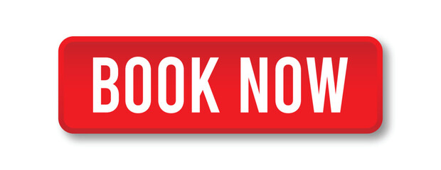 Book now button red call to action web element for travel booking service and reservation vector