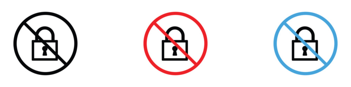No lock icon vector. Security access denied, unlocked padlock symbol. vector illustration.