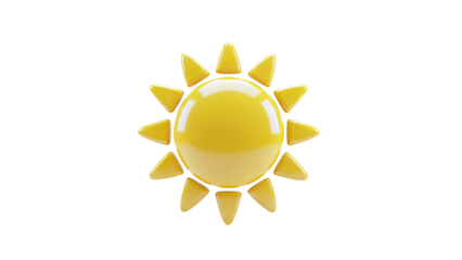 3D Rendered Sun Shining Bright on White Background
