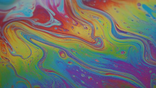 Abstract rainbow color swirls in a vibrant oil slick texture