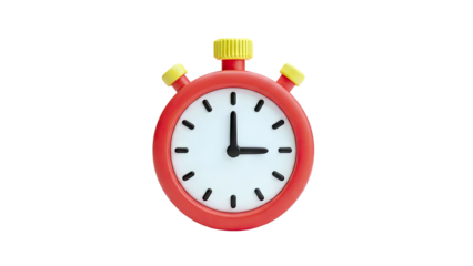 Red Stopwatch Showing Time on White Background