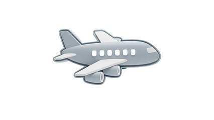 Obraz premium 3D Gray Airplane Icon on White Background