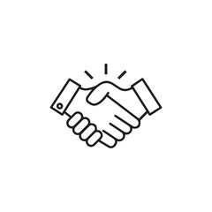 handshake line icon with editable stroke