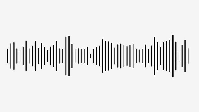 Music sound wave visualization on white background, animated audio spectrum waveform, digital interface element, isolated animation, seamless loop