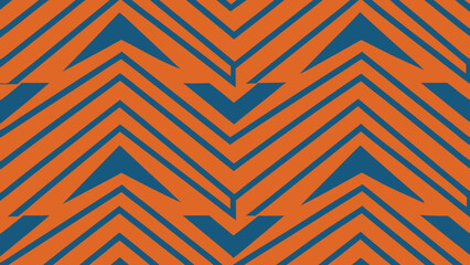 Geometric seamless chevron pattern in contrasting orange and blue colors abstract design