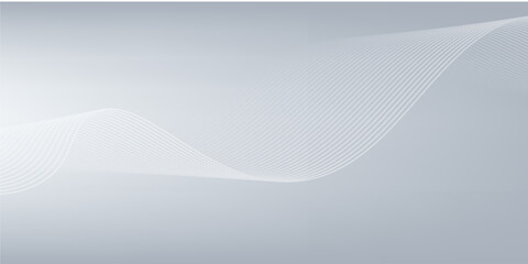Silver light gradient background with Elegant abstract vector white waves lines. Modern simple design with blank space for text. Use for advertising, posters, flyer, cover, banner, website.