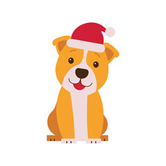 Cute Puppy Wearing Santa Hat