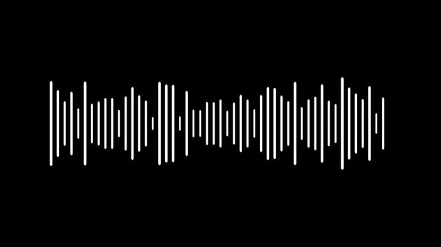Black audio waveform spectrum animation, sound wave audio visualization, abstract music wave motion, seamless loop, digital equalizer interface, 4k background