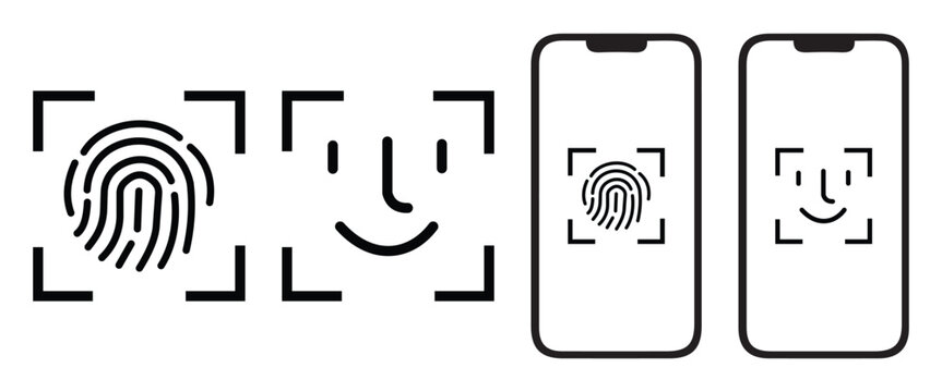 Web&ldquo;Touch ID and Face ID Mobile Device Vector Icon, Isolated Editable Illustration&rdquo;