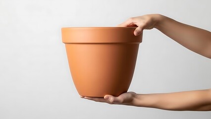 two hands holding a large plant pot