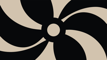 Abstract geometric design with spiraling swirls and a central circular element composition