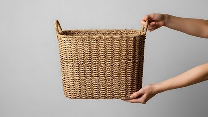hands holding a laundry basket