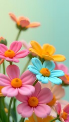 Fototapeta premium Vibrant Macro Shot of Colorful Flowers with Soft Focus and Gentle Background for Artistic and Nature-Inspired Projects